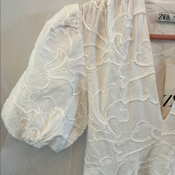 ZARA EMBROIDERED VOLUMINOUS DRESS ZW COLLECTION Oyster-white | XS - Picture 13 of 16